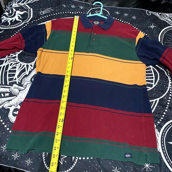 Vintage Dockers Rugby Polo Shirt Men's M Red Striped Cotton Long Sleeve Academia - Picture 4 of 6